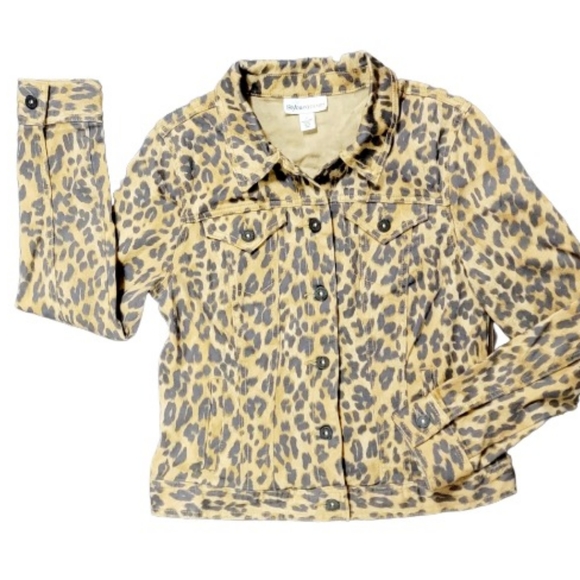 Women's Lepord Print Jean Jacket - Picture 1 of 4